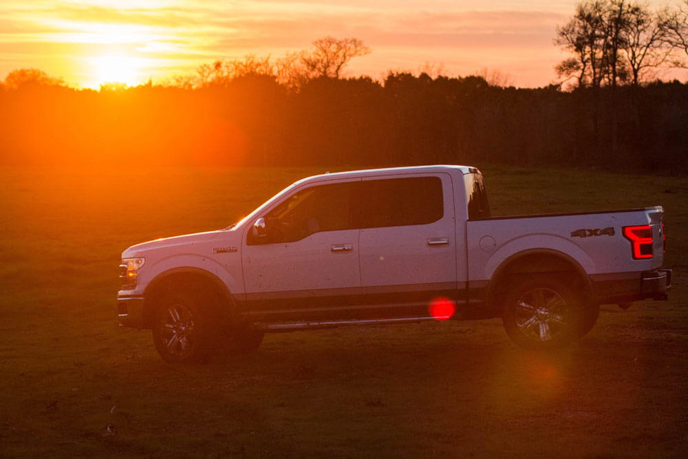 truck at sunset